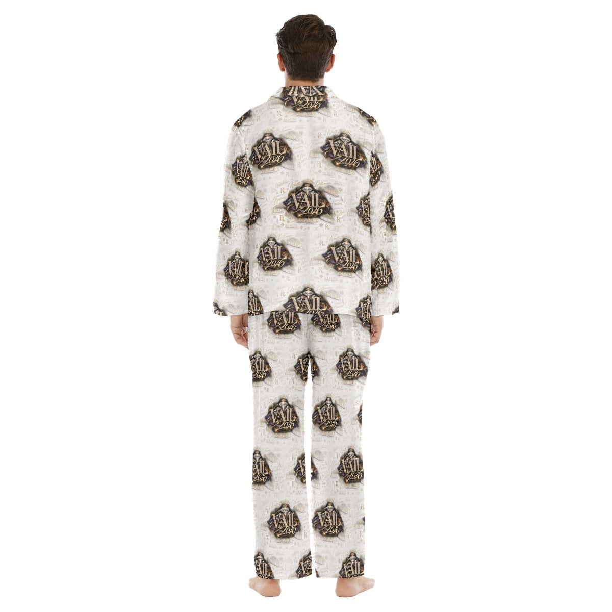 All-Over Print Men's Lapel Pajama Set