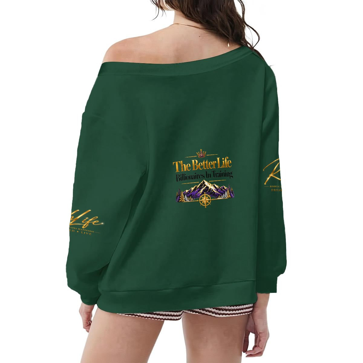 Women's Off-Shoulder Sweatshirt with Micro-Fleece Lining|DTF
